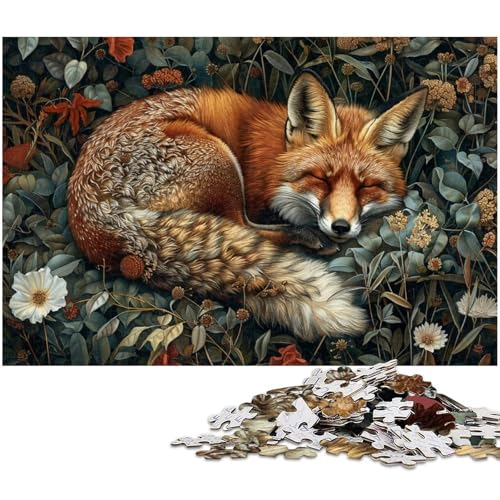 Puzzle für Erwachsene 1000 Teile Tierfuchs das Puzzle mit passendem Poster und Quizblatt (Größe 75 x 50 cm) von zouxangzz