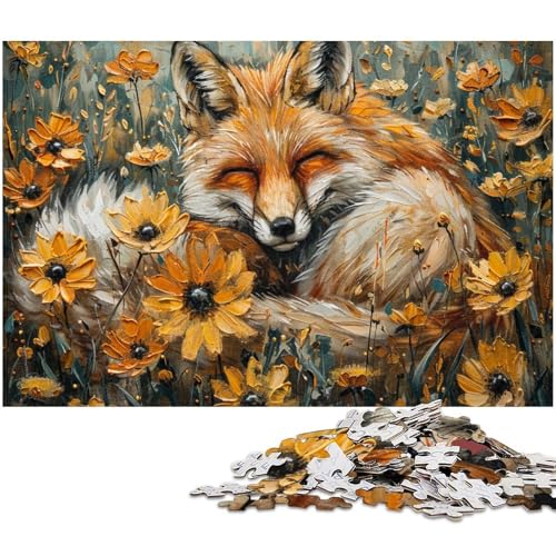 Puzzle für Erwachsene 1000 Teile Tierfuchs das Puzzle mit passendem Poster und Quizblatt (Größe 75 x 50 cm) von zouxangzz