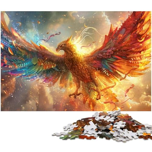 Puzzle für Erwachsene 1000 Teile Vogel Phönix Puzzle für Holzpuzzles pädagogisches Spielzeug zum Stressabbau (Größe 75 x 50 cm) von zouxangzz
