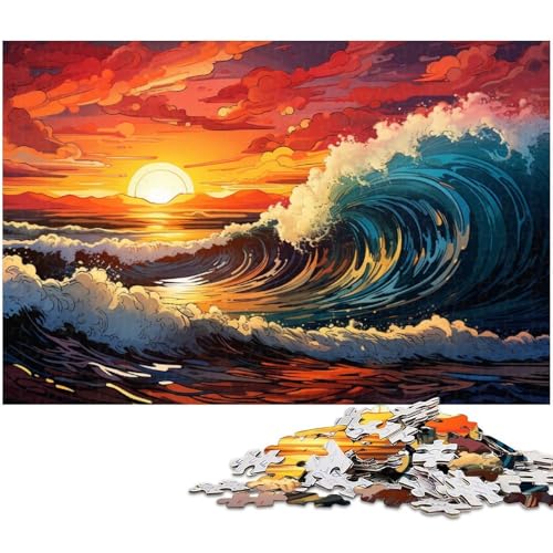 Puzzle für Erwachsene 1000 Teile Wellen unter Sonnenuntergang Heimdekoration Puzzle 1000 Teile (75 x 50 cm) von zouxangzz