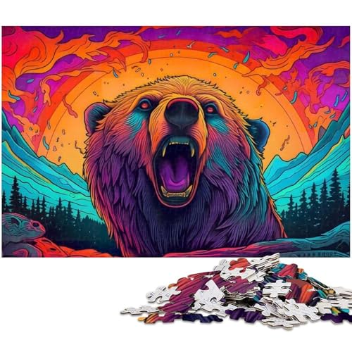 Puzzle für Erwachsene 1000 Teile Wildbär Puzzle für Erwachsene Holzpuzzle tolle Geschenke zu Weihnachten (Größe 75 x 50 cm) von zouxangzz