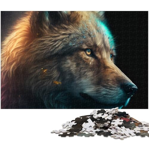 Puzzle für Erwachsene 1000 Teile Wolf Löwe Kunstpuzzle für Papierpuzzles pädagogisches Spielzeug zum Stressabbau (Größe 38 x 26 cm) von zouxangzz