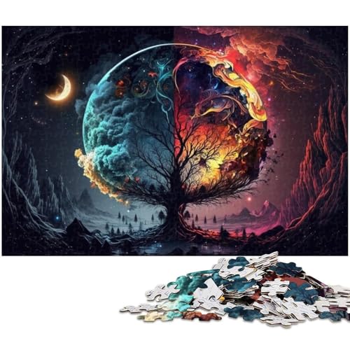 Puzzle für Erwachsene 1000 Teile Yin und Yang Baum Puzzles für Holzpuzzles pädagogisches Spielzeug zum Stressabbau (Größe 75 x 50 cm) von zouxangzz