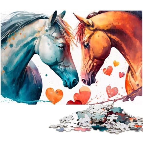 Puzzle für Erwachsene 1000 Teile Zwei Pferde Liebe anspruchsvolles Spiel Spielzeug Weihnachtspuzzle Geschenke (Größe 75 x 50 cm) von zouxangzz