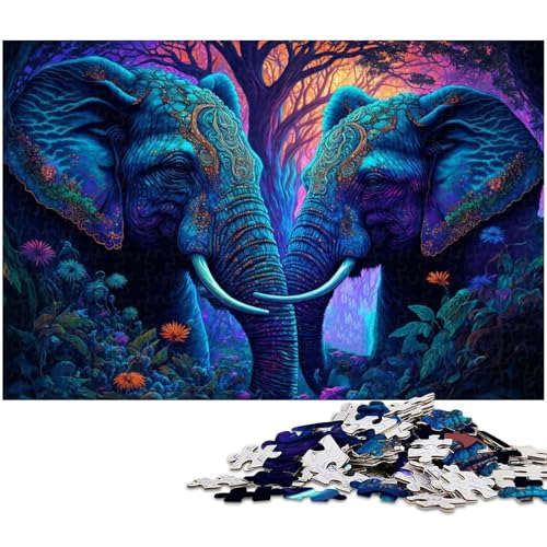 Puzzle für Erwachsene 1000 Teile abstrakte Elefanten Puzzlespielzeug einzigartige Heimdekoration und Geschenke geeignet für Teenager ab 14 Jahren (Größe 38 x 26 cm) von zouxangzz