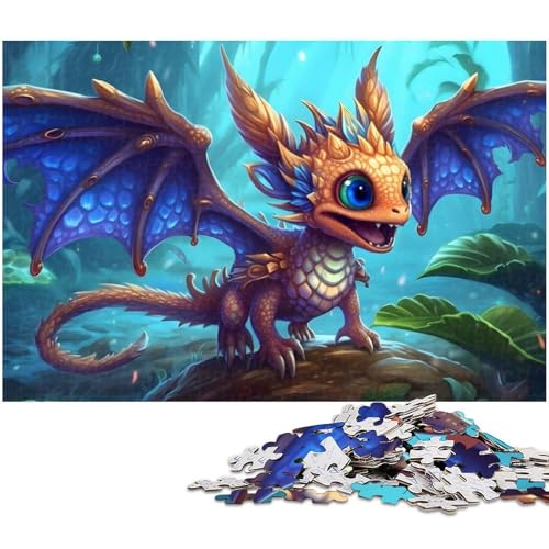 Puzzle für Erwachsene 1000 Teile aufgeregtes Drachenbaby anspruchsvolles Spiel Spielzeug Weihnachtspuzzle Geschenke (Größe 38 x 26 cm) von zouxangzz