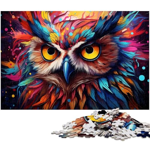 Puzzle für Erwachsene 1000 Teile bizarres buntes Eulen Puzzle Holzpuzzle lustiges Geschenk 1000 Teile (75 x 50 cm) von zouxangzz