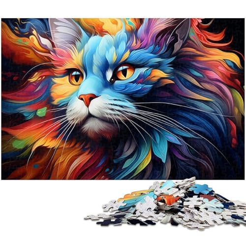 Puzzle für Erwachsene 1000 Teile bizarres buntes Kätzchen Puzzle jedes Teil ist einzigartig – anspruchsvolles unterhaltsames Familienspiel 1000 Teile (38 x 26 cm) von zouxangzz