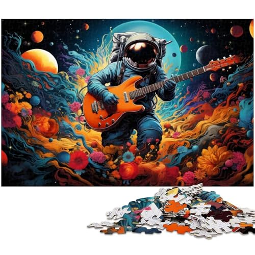 Puzzle für Erwachsene 1000 Teile bunter Astronaut der Gitarre spielt für Erwachsene Papierpuzzle lustige Puzzlespiele 1000 Teile (38 x 26 cm) von zouxangzz