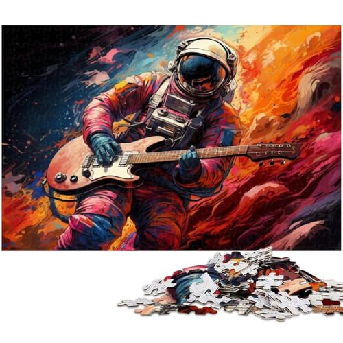 Puzzle für Erwachsene 1000 Teile bunter Astronaut der Gitarre spielt für Erwachsene Papierpuzzle lustiges Geschenk 1000 Teile (38 x 26 cm) von zouxangzz