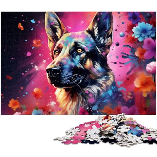 Puzzle für Erwachsene 1000 Teile bunter Deutscher Schäferhund Puzzle für Erwachsene Holzspiele für die ganze Familie Weihnachts und Geburtstagsgeschenke 1000 Teile (75 x 50 cm) von zouxangzz