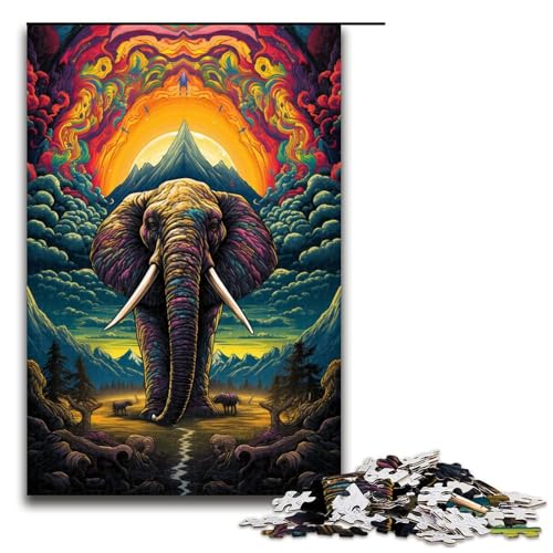 Puzzle für Erwachsene 1000 Teile bunter Elefant Heimdekoration Puzzle Spielzeug Geschenk für die ganze Familie 75 x 50 cm von zouxangzz