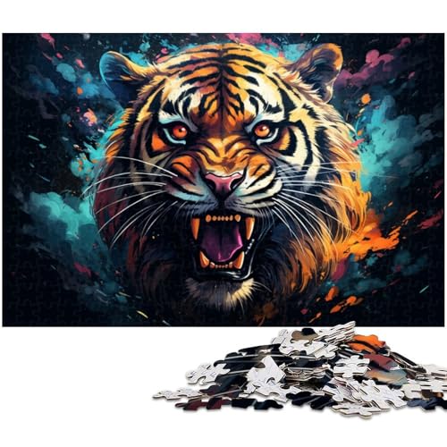 Puzzle für Erwachsene 1000 Teile bunter Feuertiger anspruchsvolles Spielspielzeug Weihnachtspuzzle Geschenke 1000 Teile (75 x 50 cm) von zouxangzz