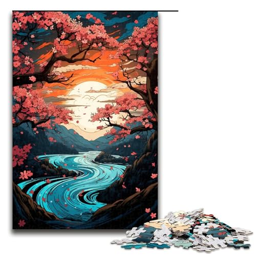 Puzzle für Erwachsene 1000 Teile bunter Kirschblütenbaum Holzpuzzle 75 x 50 cm von zouxangzz