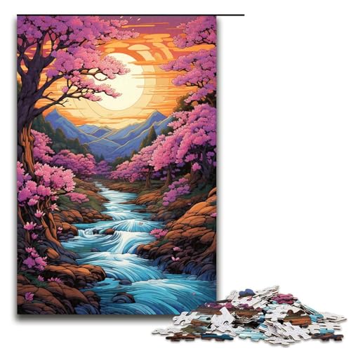 Puzzle für Erwachsene 1000 Teile bunter Kirschblütenbaum Puzzle Spiele Spielzeug Geschenk geeignet für die Schreibtischdekoration 75 x 50 cm von zouxangzz