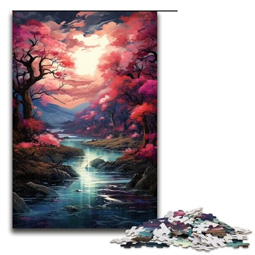 Puzzle für Erwachsene 1000 Teile bunter Kirschblütenbaum Puzzle Spielspielzeug lustig 75 x 50 cm von zouxangzz