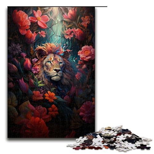 Puzzle für Erwachsene 1000 Teile bunter Löwe Holzpuzzle 75 x 50 cm von zouxangzz