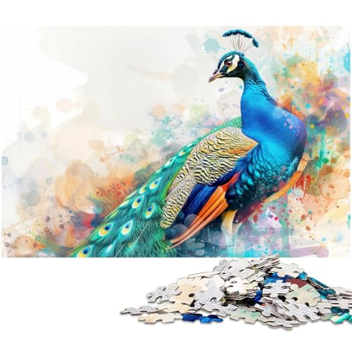 Puzzle für Erwachsene 1000 Teile bunter Pfau anspruchsvolles Spiel Spielzeug Weihnachtspuzzle Geschenke (Größe 75 x 50 cm) von zouxangzz