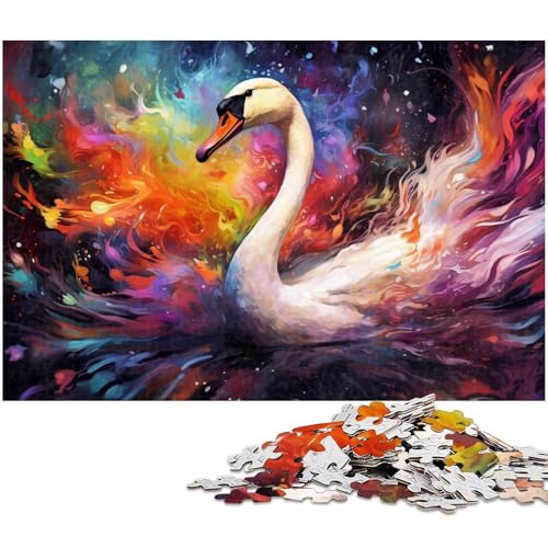 Puzzle für Erwachsene 1000 Teile bunter Schwan Holzpuzzle lustiges Geschenk 1000 Teile (75 x 50 cm) von zouxangzz