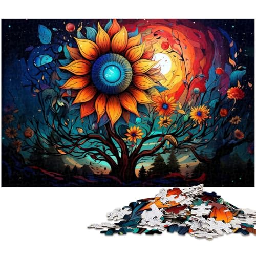 Puzzle für Erwachsene 1000 Teile bunter Sternenhimmel Sonnenblumen Puzzles für Holzpuzzles pädagogisches Spielzeug zum Stressabbau 1000 Teile (75 x 50 cm) von zouxangzz