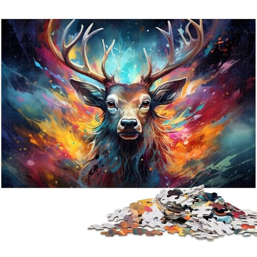 Puzzle für Erwachsene 1000 Teile bunter Tierelch Heimdekoration Puzzle 1000 Teile (75 x 50 cm) von zouxangzz