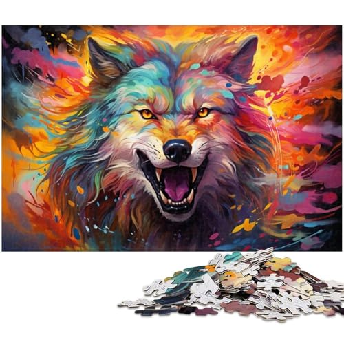Puzzle für Erwachsene 1000 Teile bunter Tierwolf Heimdekoration Puzzle 1000 Teile (75 x 50 cm) von zouxangzz