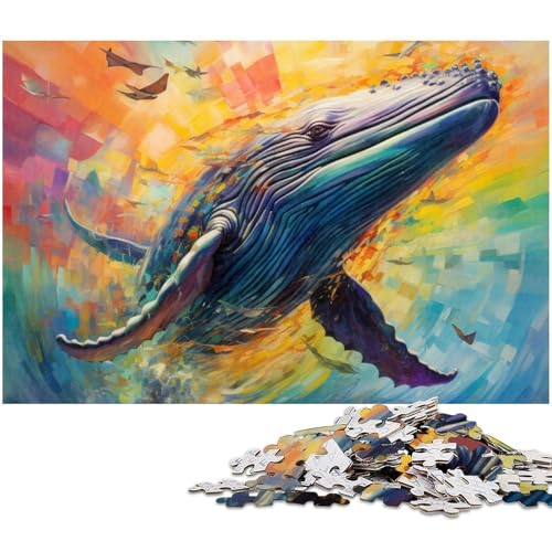 Puzzle für Erwachsene 1000 Teile bunter Wal anspruchsvolles Spiel Spielzeug Weihnachtspuzzle Geschenke (Größe 75 x 50 cm) von zouxangzz