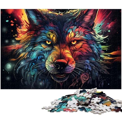 Puzzle für Erwachsene 1000 Teile buntes Alien Wolf Puzzle für Holzpuzzles pädagogisches Spielzeug zum Stressabbau 1000 Teile (75 x 50 cm) von zouxangzz