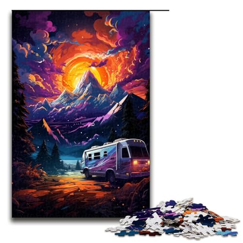 Puzzle für Erwachsene 1000 Teile buntes Auto bei Nacht Mustermontage hilft dem Gehirn beim Trainieren süchtig machendes Spielzeug um Geduld zu fördern 75 x 50 cm von zouxangzz