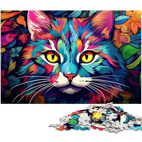 Puzzle für Erwachsene 1000 Teile buntes Cartoon Katzen Puzzle für Erwachsene Holzspiele für die ganze Familie Weihnachts und Geburtstagsgeschenke (Größe 75 x 50 cm) von zouxangzz