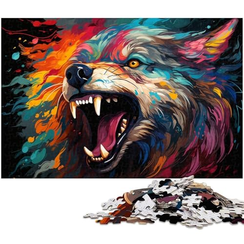 Puzzle für Erwachsene 1000 Teile buntes Dämonenwolf Puzzle für Erwachsene Holzspiele für die ganze Familie Weihnachts und Geburtstagsgeschenke 1000 Teile (75 x 50 cm) von zouxangzz