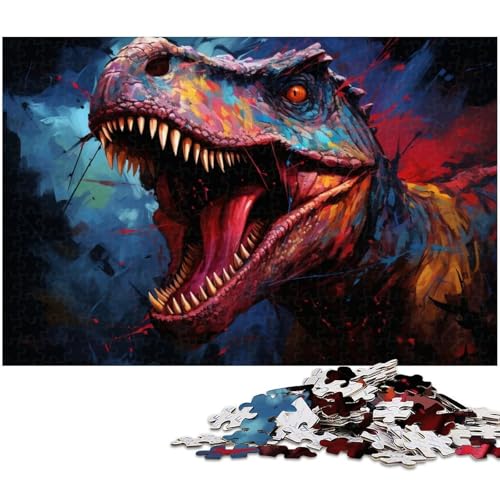 Puzzle für Erwachsene 1000 Teile buntes Doodle Art Puzzle Tyrannosaurus Rex Papierpuzzle lustiges Geschenk 1000 Teile (38 x 26 cm) von zouxangzz