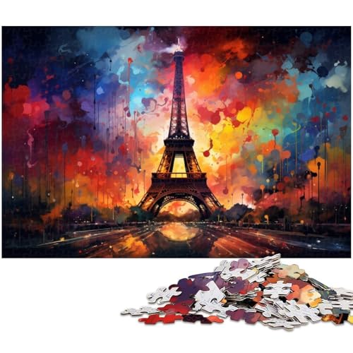 Puzzle für Erwachsene 1000 Teile buntes Eiffelturm Puzzle für Erwachsene Holzspiele für die ganze Familie Weihnachts und Geburtstagsgeschenke 1000 Teile (75 x 50 cm) von zouxangzz