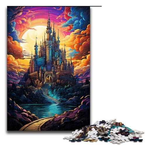 Puzzle für Erwachsene 1000 Teile buntes Fantasy Schloss Holzpuzzle für Kinder Lernspiel 75 x 50 cm von zouxangzz