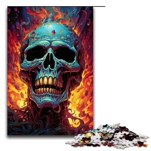 Puzzle für Erwachsene 1000 Teile buntes Feuerschädelmuster zum Zusammenbauen hilft dem Gehirn süchtig machendes Spielzeug zur Förderung der Geduld 75 x 50 cm von zouxangzz