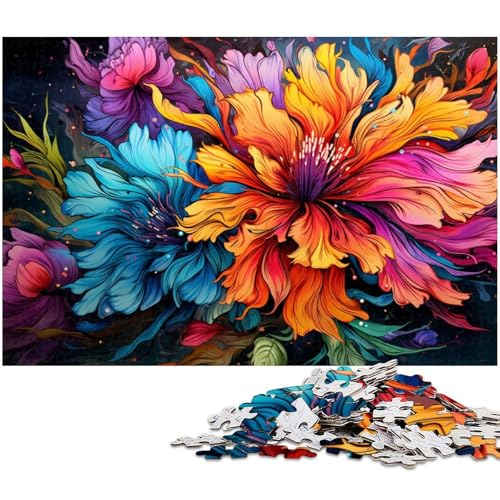 Puzzle für Erwachsene 1000 Teile buntes Gemälde Blumen Puzzle für Erwachsene Holzpuzzle Heimdekoration 1000 Teile (75 x 50 cm) von zouxangzz