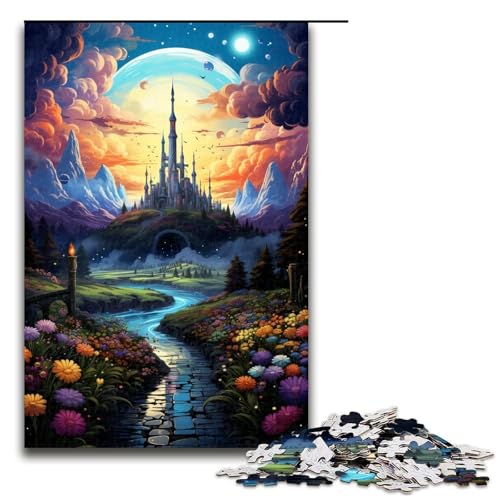 Puzzle für Erwachsene 1000 Teile buntes Gemälde eines Schlosses Holzpuzzle 75 x 50 cm von zouxangzz