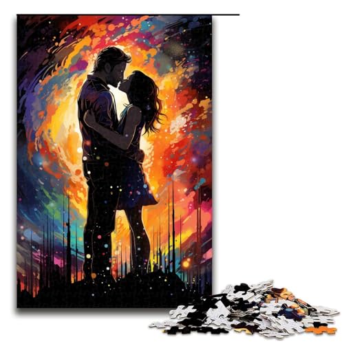 Puzzle für Erwachsene 1000 Teile buntes Gemäldepaar Holzpuzzle 75 x 50 cm von zouxangzz