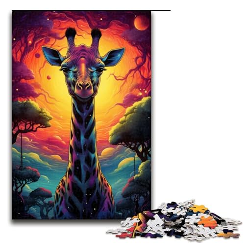 Puzzle für Erwachsene 1000 Teile buntes Giraffenmuster zum Zusammenbauen hilft dem Gehirn süchtig machendes Spielzeug zur Förderung der Geduld 75 x 50 cm von zouxangzz