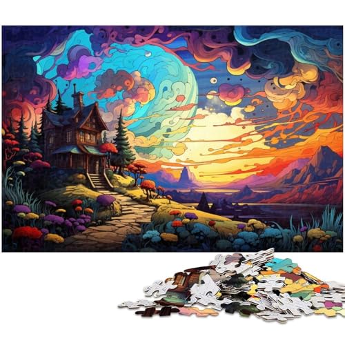 Puzzle für Erwachsene 1000 Teile buntes Graffiti Haus Holzpuzzle – Lernspielzeug Familienspiele 1000 Teile (75 x 50 cm) von zouxangzz