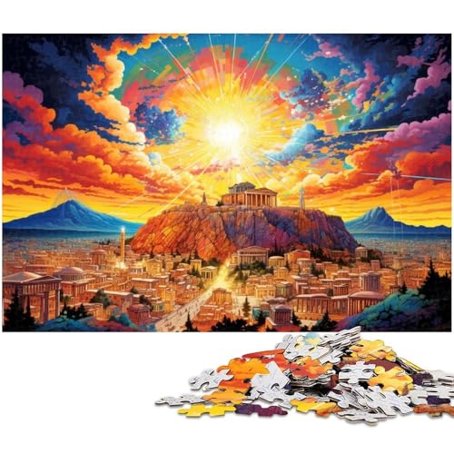 Puzzle für Erwachsene 1000 Teile buntes Griechenland Athen Holzpuzzle – Lernspielzeug Familienspiele 1000 Teile (75 x 50 cm) von zouxangzz
