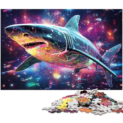 Puzzle für Erwachsene 1000 Teile buntes Hai Holzpuzzle – Lernspielzeug Familienspiele (Größe 75 x 50 cm) von zouxangzz
