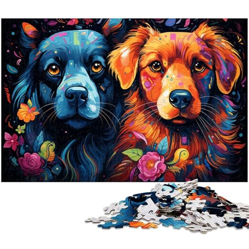Puzzle für Erwachsene 1000 Teile buntes Hundebrüder Malpuzzle für Erwachsene Holzspiele für die ganze Familie Weihnachts und Geburtstagsgeschenke 1000 Teile (75 x 50 cm) von zouxangzz