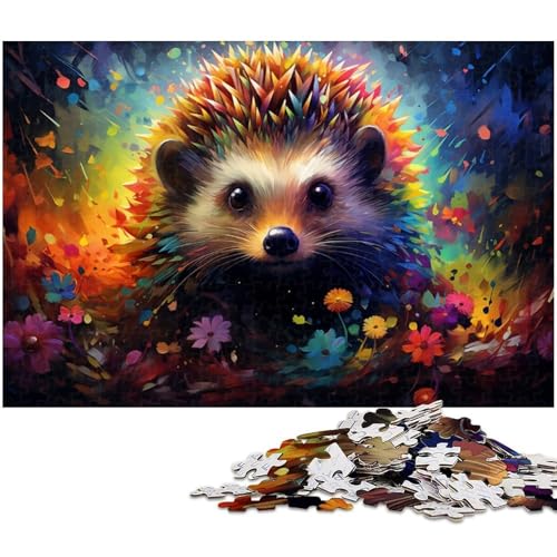 Puzzle für Erwachsene 1000 Teile buntes Igel Kunst Holzpuzzle – Lernspielzeug für die ganze Familie 1000 Teile (75 x 50 cm) von zouxangzz
