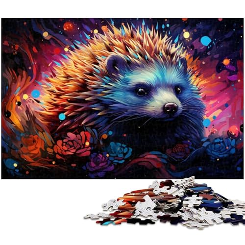 Puzzle für Erwachsene 1000 Teile buntes Igel Kunstpuzzle für Erwachsene Holzspiele für die ganze Familie Weihnachts und Geburtstagsgeschenke 1000 Teile (75 x 50 cm) von zouxangzz