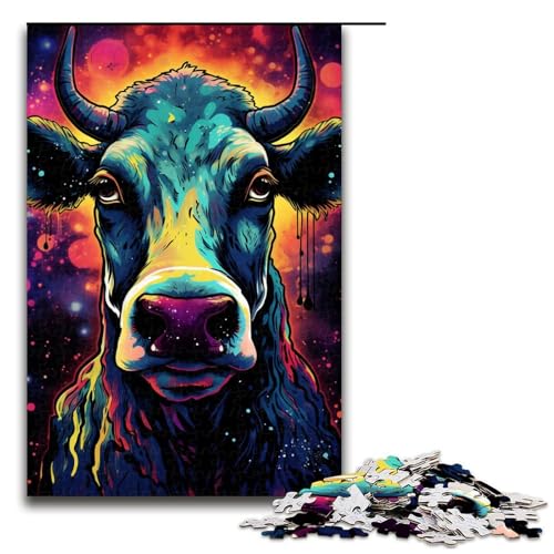 Puzzle für Erwachsene 1000 Teile buntes Kuhmuster zum Zusammenbauen hilft dem Gehirn süchtig machendes Spielzeug zur Förderung der Geduld 75 x 50 cm von zouxangzz