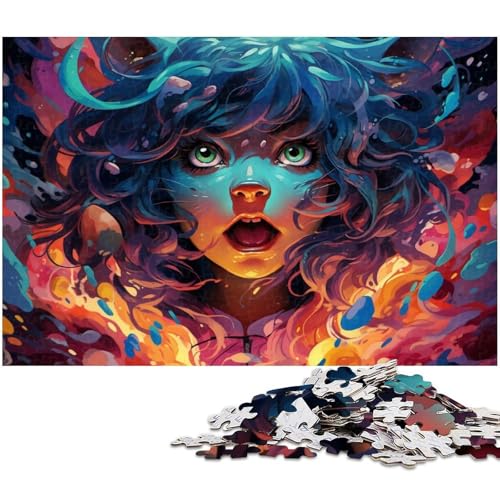 Puzzle für Erwachsene 1000 Teile buntes Mädchen Kunstpapier Puzzle – Lernspielzeug Familienspiele 1000 Teile (38 x 26 cm) von zouxangzz