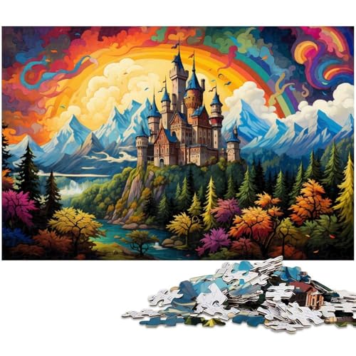 Puzzle für Erwachsene 1000 Teile buntes Neon Schloss Puzzle für Holzpuzzles pädagogisches Spielzeug zum Stressabbau 1000 Teile (75 x 50 cm) von zouxangzz