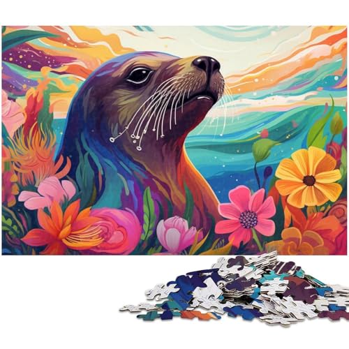 Puzzle für Erwachsene 1000 Teile buntes Robben Puzzle EIN Kunstwerk für Teenager ab 14 Jahren (Größe 38 x 26 cm) von zouxangzz