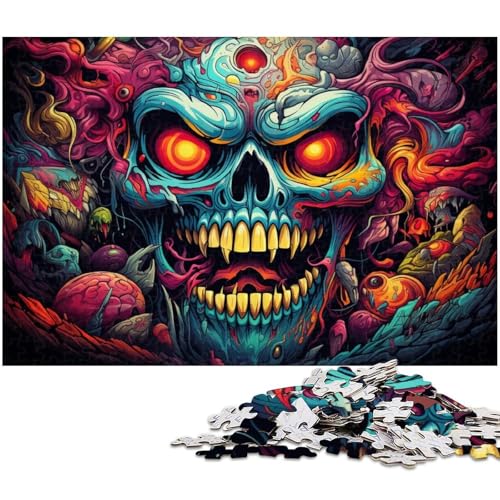 Puzzle für Erwachsene 1000 Teile buntes Synthwave Monster das Puzzle mit passendem Poster und Quizblatt 1000 Teile (38 x 26 cm) von zouxangzz